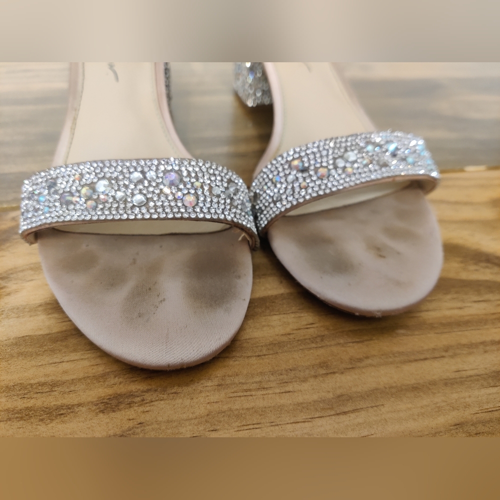 Kami Glass Rhinestone Ankle Strap Block Heel Sandals - Picture 7 of 10
